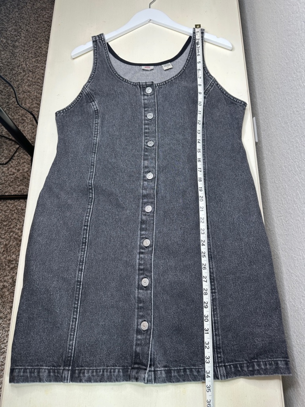 Levi's Women's Tuli Denim Mini Dress Size Large Black Stonewash '90s-Inspired - Picture 14 of 14